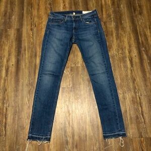 Rag & Bone Jeans Women's 25 Dre Slim Fit Low Rise in Amelie Wash Frayed Hem